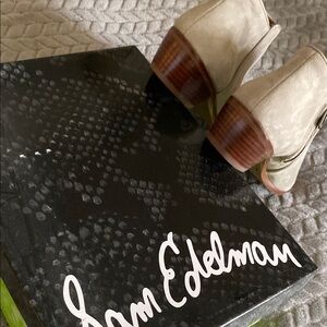 Sam Edelman Cream and Brown Heeled Boots